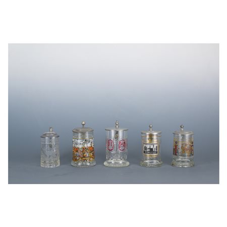 Cinque boccali da birra, area tedesca del XIX secolo