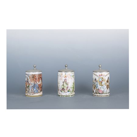 Tre boccali da birra, area tedesca del XIX secolo