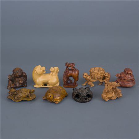 Nove netsuke, Giappone, XIX/XX secolo