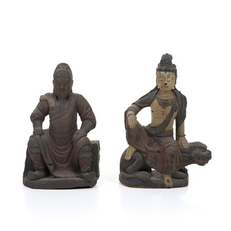 Due sculture scolpite, Cina, XVII secolo