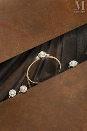 Parure or, perles et diamants