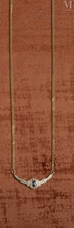 Collier or, saphir et diamants