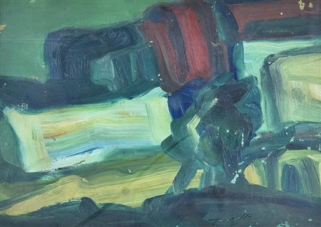 Adriano Tuninetto (1930 - 2004) SENZA TITOLO, 1962 olio su cartone, cm 25x35...