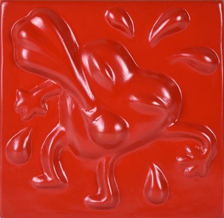 Plumcake (1983) CUORE ROSSO, 2016 vetroresina smaltata, cm 20x20 sul retro:...