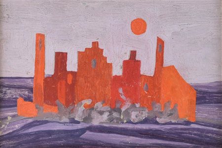 Francesco Casorati (1934 - 2013) PAESAGGIO OLANDESE olio su cartone, cm 16x24...