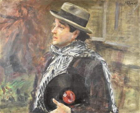 Guido Tallone (1894 - 1967) IL SUO PRIMO DISCO, (1940 circa) olio su tela, cm...