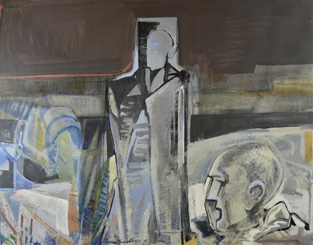 Tano Santoro (1940) FIGURE, 1971 olio su tela, cm 80x100 firma e data sul...