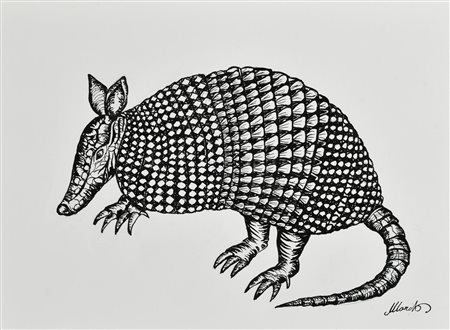 Danilo Marchi ARMADILLO china su cartoncino, cm 24x33 firma