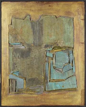 Franco Garelli SENZA TITOLO polimaterico e legno inciso, cm 50x40 firma incisa