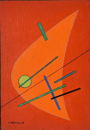Luigi Veronesi (1908 - 1998) VARIABILE 15, 1972 olio su faesite, cm 24x16,5...