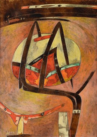 Gianni Dova (1925 - 1991) IL SOLE, 1961 olio su tela, cm 70x50 firma e data...