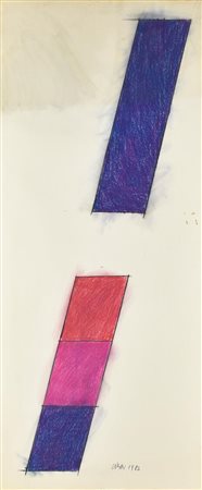 Carlo Ciussi (1930) SENZA TITOLO, 1982 tecnica mista su cartoncino, cm 100x40...