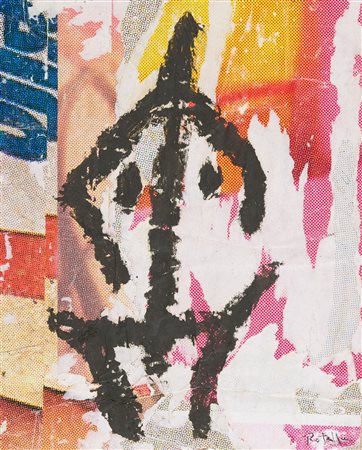 Mimmo Rotella (Catanzaro, 1918 - Milano, 2006) Primitivo 1990 Sovrapittura su...