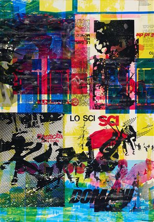 Mimmo Rotella (Catanzaro, 1918 - Milano, 2006) N.N (Sci/Domani) 1965 Tela...