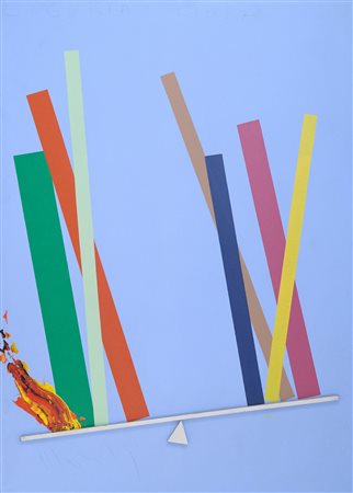 Aldo Mondino (Torino, 1938 - Torino, 2005) Liguria libra Anni 70' Olio,...