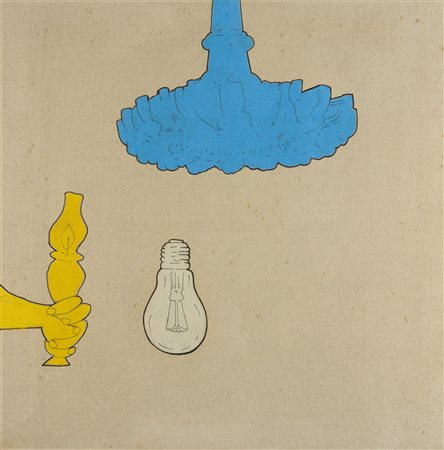 Renato Mambor (Roma, 1936 - 2014) Lampade 1965 Olio su tela cm. 100x100 Sul...