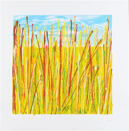 Mario Schifano (Homs, 1934 - Roma, 1998) Campo di pane Serigrafia materica su...