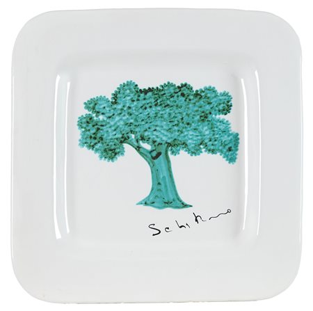 Mario Schifano (Homs, 1934 - Roma, 1998) Senza titolo Ceramica smaltata cm....