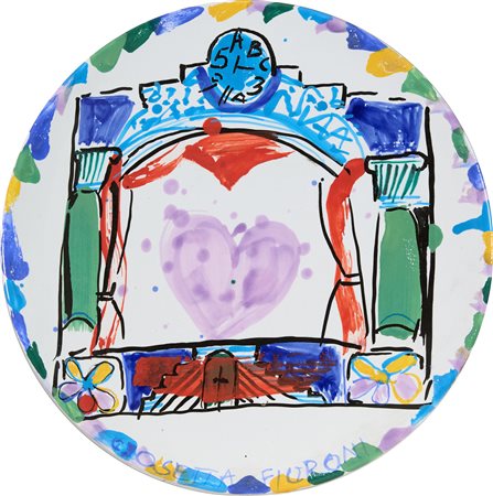Giosetta Fioroni (Roma, 1932) Senza titolo Ceramica policroma diametro cm....