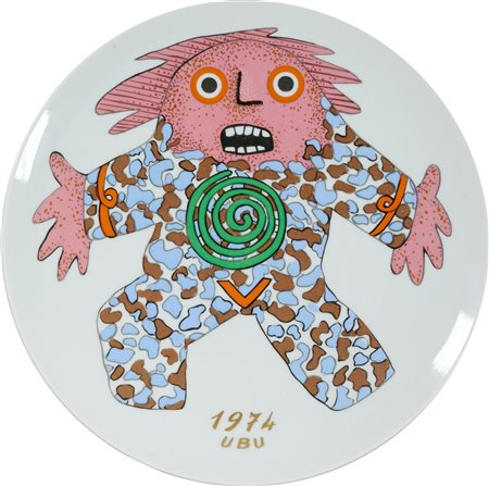 Enrico Baj (Milano, 1924 - 2003) Piatto dell'anno 1974 Ceramica diametro cm....