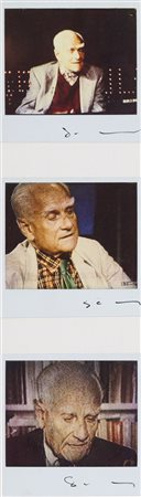 Mario Schifano (Homs, 1934 - Roma, 1998) Moravia Trittico di polaroid cm....