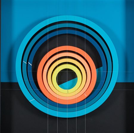 Angelo Brescianini (Brescia, 1948 - 2016) Sette cerchi Acrilici, legno e fili...