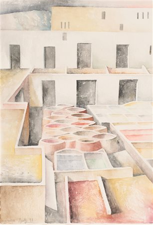 Marcello Scuffi (Tizzana (Pt), 1948 - Pistoia, 2021) Tintoria 1997 Acquerello...