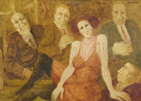 Remo Squillantini (Stia, 1920 - 1996) Figure Anni '70/'80 Olio su tela cm....