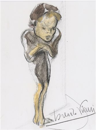 Lorenzo Viani (Viareggio, 1882 - Ostia, 1936) Bambino 1925 Acquerello e...