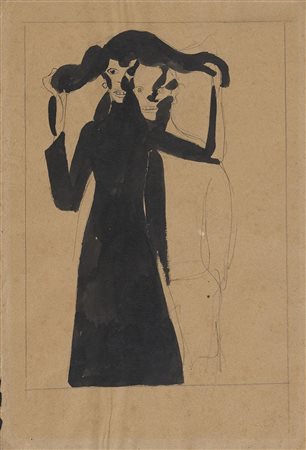 Lorenzo Viani (Viareggio, 1882 - Ostia, 1936) Amanti 1914-15 China e matita...