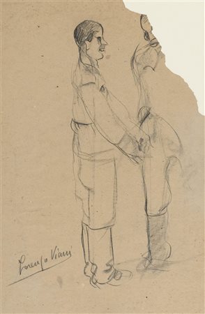 Lorenzo Viani (Viareggio, 1882 - Ostia, 1936) Soldati 1917/18 ca Carboncino...