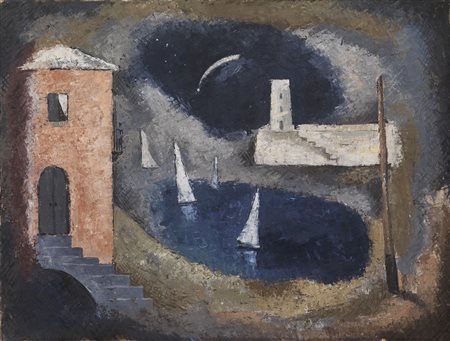 René Paresce (Carouge, 1886 - Parigi, 1937) Paesaggio 1931 Olio su tela cm....