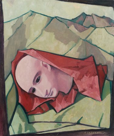 Felice Casorati (Novara, 1887 - Torino, 1963) Testa di gesso con il drappo...