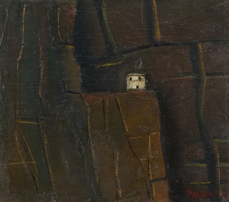 Mario Sironi (Sassari, 1885 - Milano, 1961) Montagne e casetta bianca Seconda...