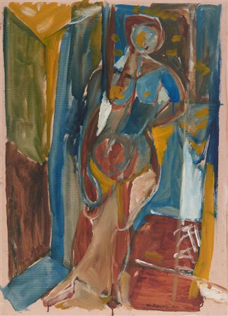 Luigi Montanarini (Firenze, 1906 - Roma, 1998) Nudo (Josè) 1950 Olio su carta...