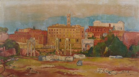 Orfeo Tamburi (Jesi (An), 1910 - Parigi, 1994) Fori Imperiali Olio su tela...