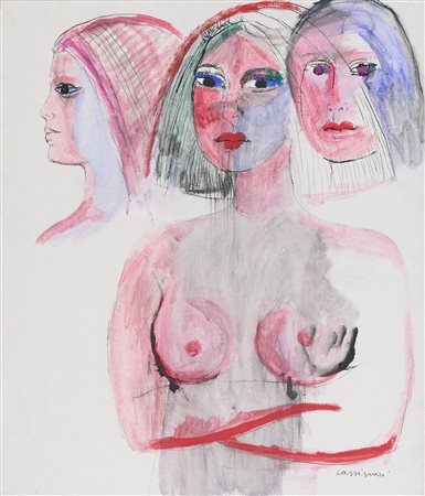 Bruno Cassinari (Piacenza, 1912 - Milano, 1992) Figure 1983 Tecnica mista su...