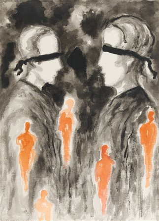 Roberto Barni (Pistoia, 1939) Faccia a faccia Tecnica mista su carta cm....