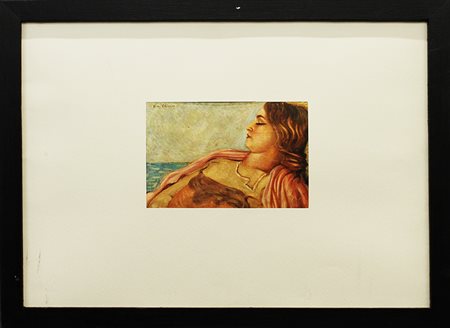 GIORGIO DE CHIRICO, "Donna dormiente", ripreso dal dipinto del 1935