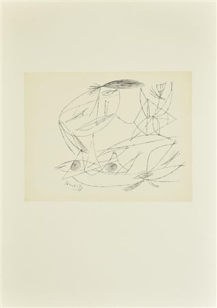 D'apres Corneille DISEGNO litografia su carta, cm 52x37 firma e data in...