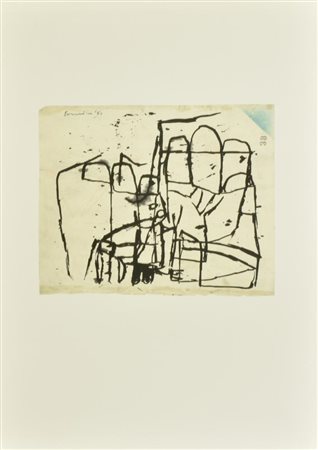 D'apres Corneille PICCOLO PERSONAGGIO PENSOSO litografia su carta, cm 52x37...