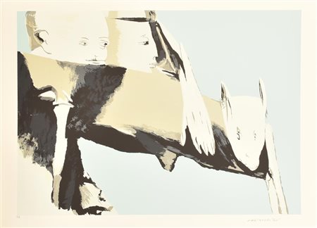 Remo Brindisi FIGURE CON CAPRETTO litografia, cm 50x70; es. P.A. firma e...