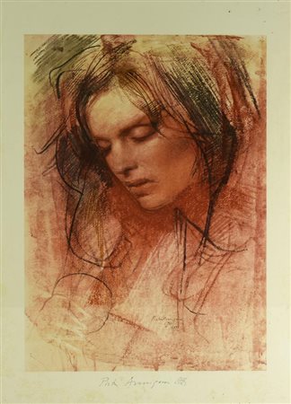 Pietro Annigoni RITRATTO DI DONNA fotolitografia su carta, cm 62x44 firma e...