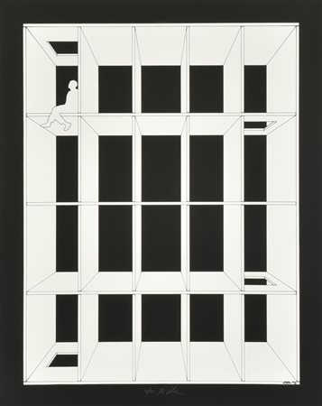 Roberto Vota CASELLARIO N.4 serigrafia su carta, cm 57x44, es. 19/90 firma e...