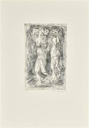 Fulvio Platinetti PORTATORI DI POMICE acquaforte su carta, battuta cm...