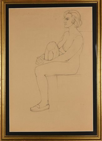 Raffaele Ponte Corvo RITRATTO FEMMINILE matita su carta, cm 70x50 sul retro:...