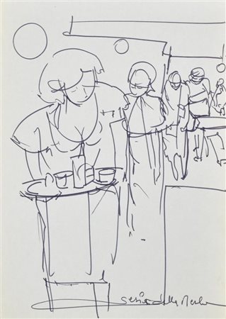 Gianni Sesia della Merla LA MENSA pennarello su carta, cm 30x21 firma sul...