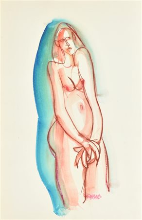 GIANBAR (Gianni Baretta) VERGOGNA tecnica mista su cartoncino, cm 49x31 firma