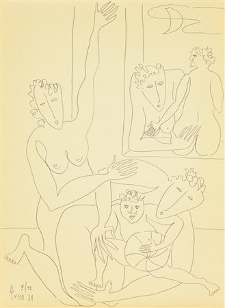 Russo ALLA FINESTRA pennarello su carta, cm 40x30 firma e data eseguito nel 1971