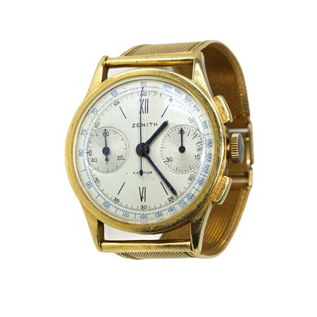 Zenith Orologi (Svizzera 1924)  - Orologio Compur con cinturino e quadrante in oro 18 kt